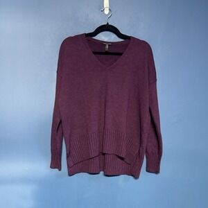 Eileen Fisher Merino Wool Sweater Women's Size XS Purple V Neck Knit Classic